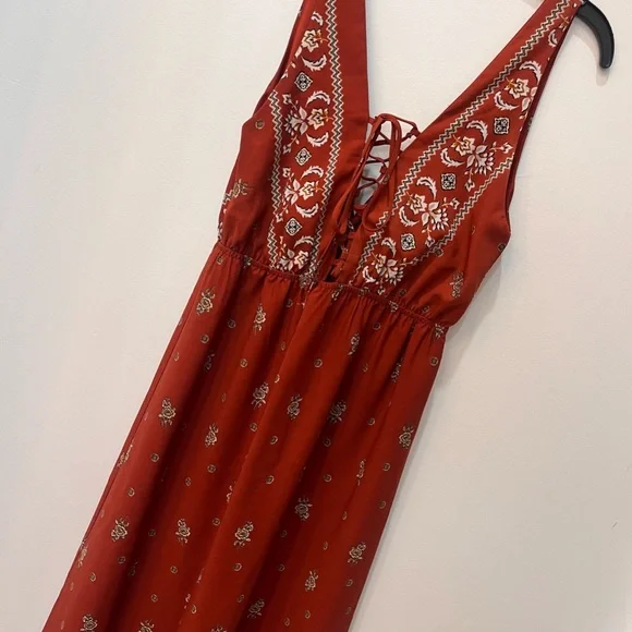 Boutique maxi dress floral size small rust - Picture 4 of 10